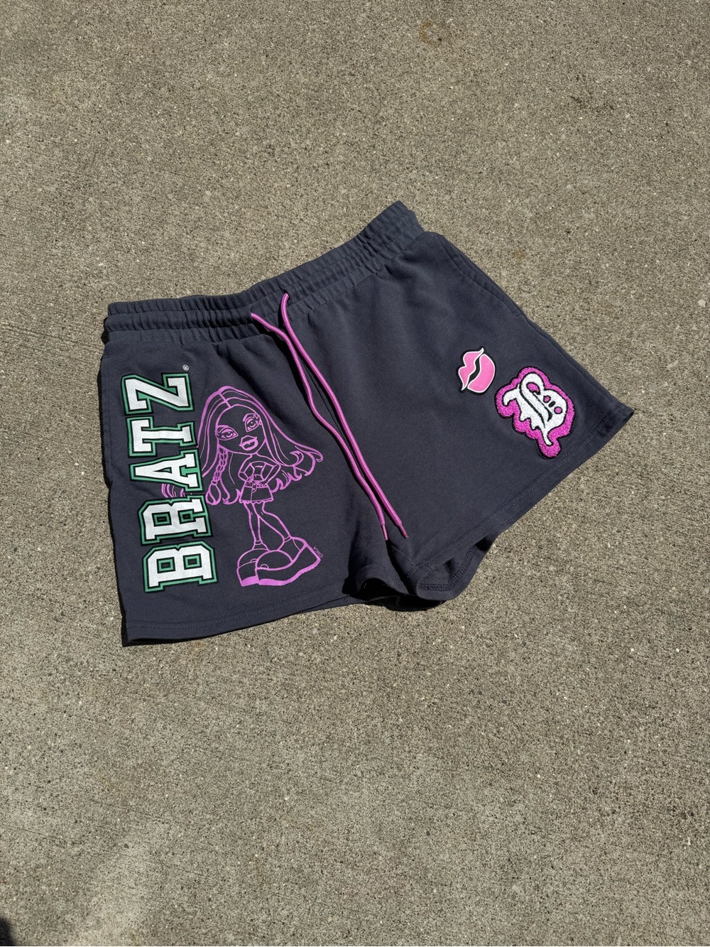 Bratz Graphic Black Athletic Shorts with Pink Trim